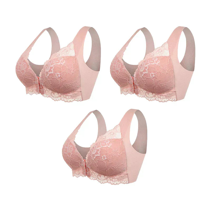 armoirè - (3er-Pack) Bezdrátový Push-Up BH s předním zapínáním