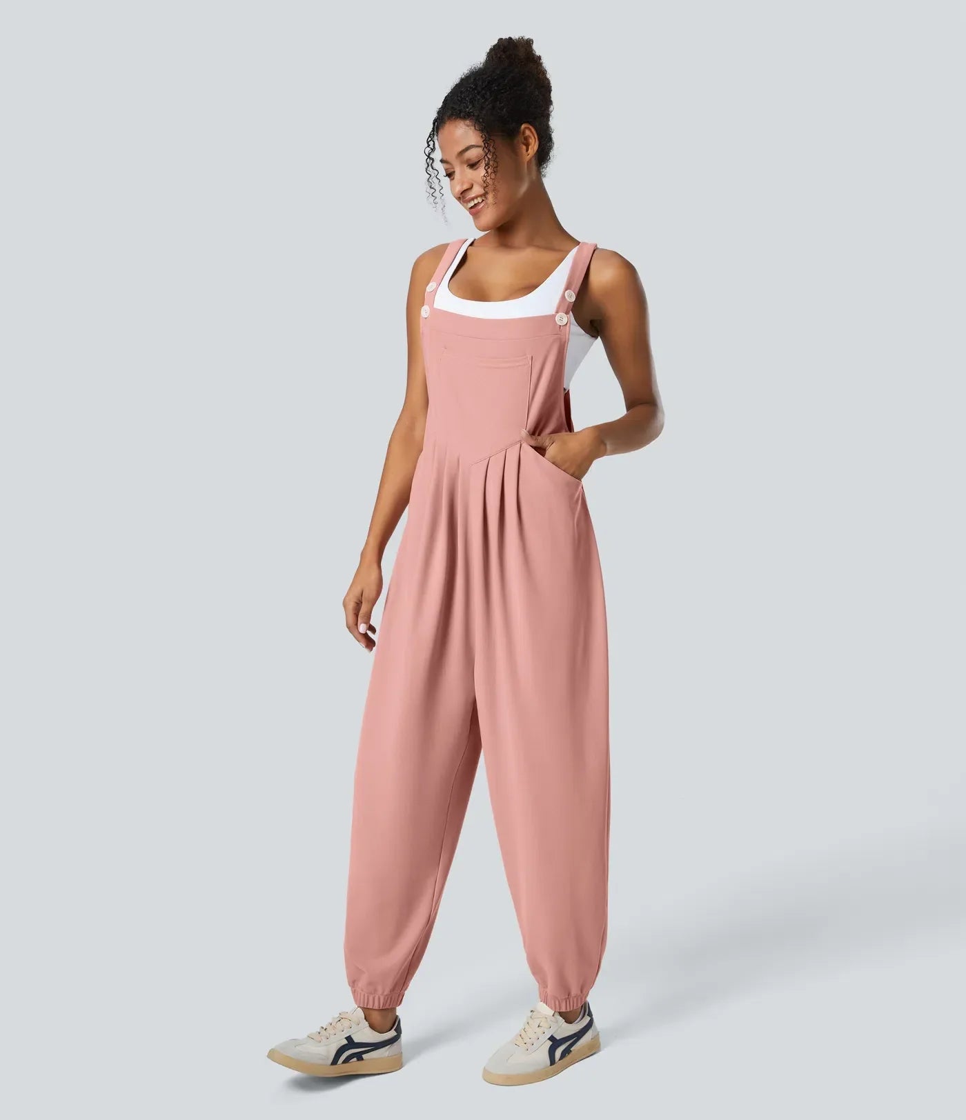 Armoirè – Jumpsuit s páskem, knoflíky a kapsami