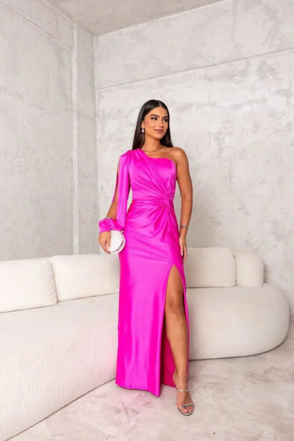 Armoirè - Elegantní maxi šaty s rozparkem