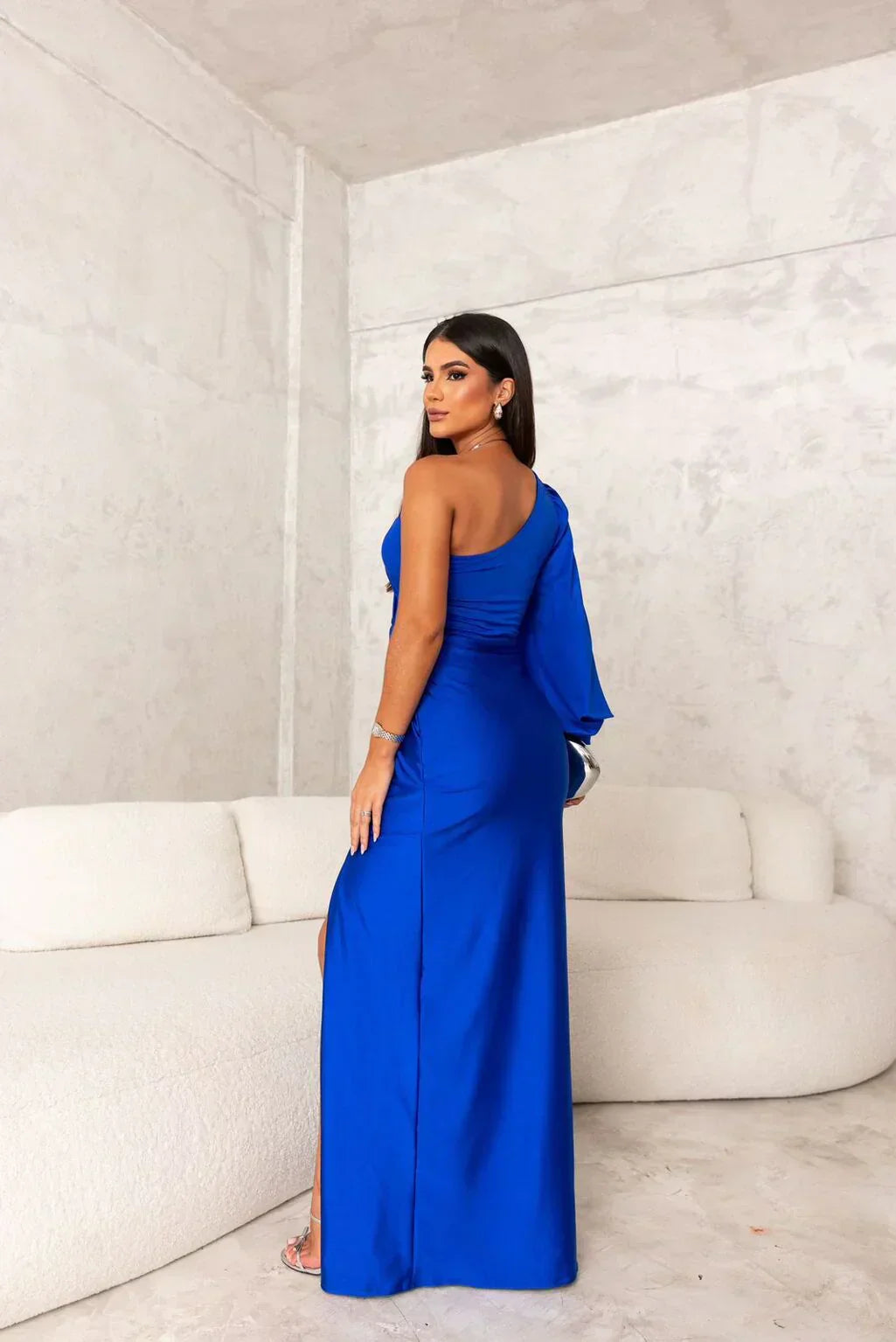 Armoirè - Elegantní maxi šaty s rozparkem
