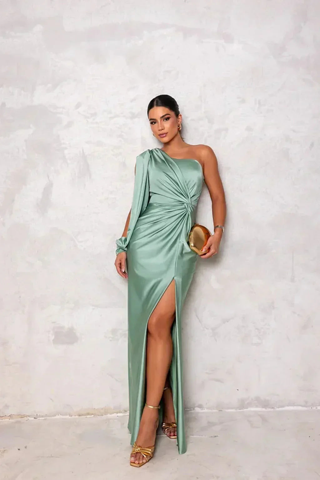 Armoirè - Elegantní maxi šaty s rozparkem