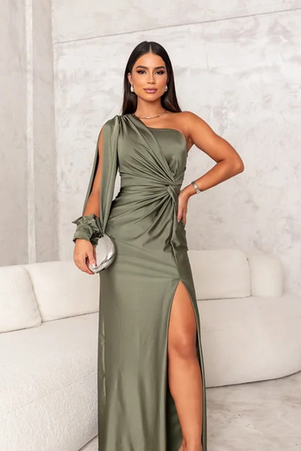 Armoirè - Elegantní maxi šaty s rozparkem