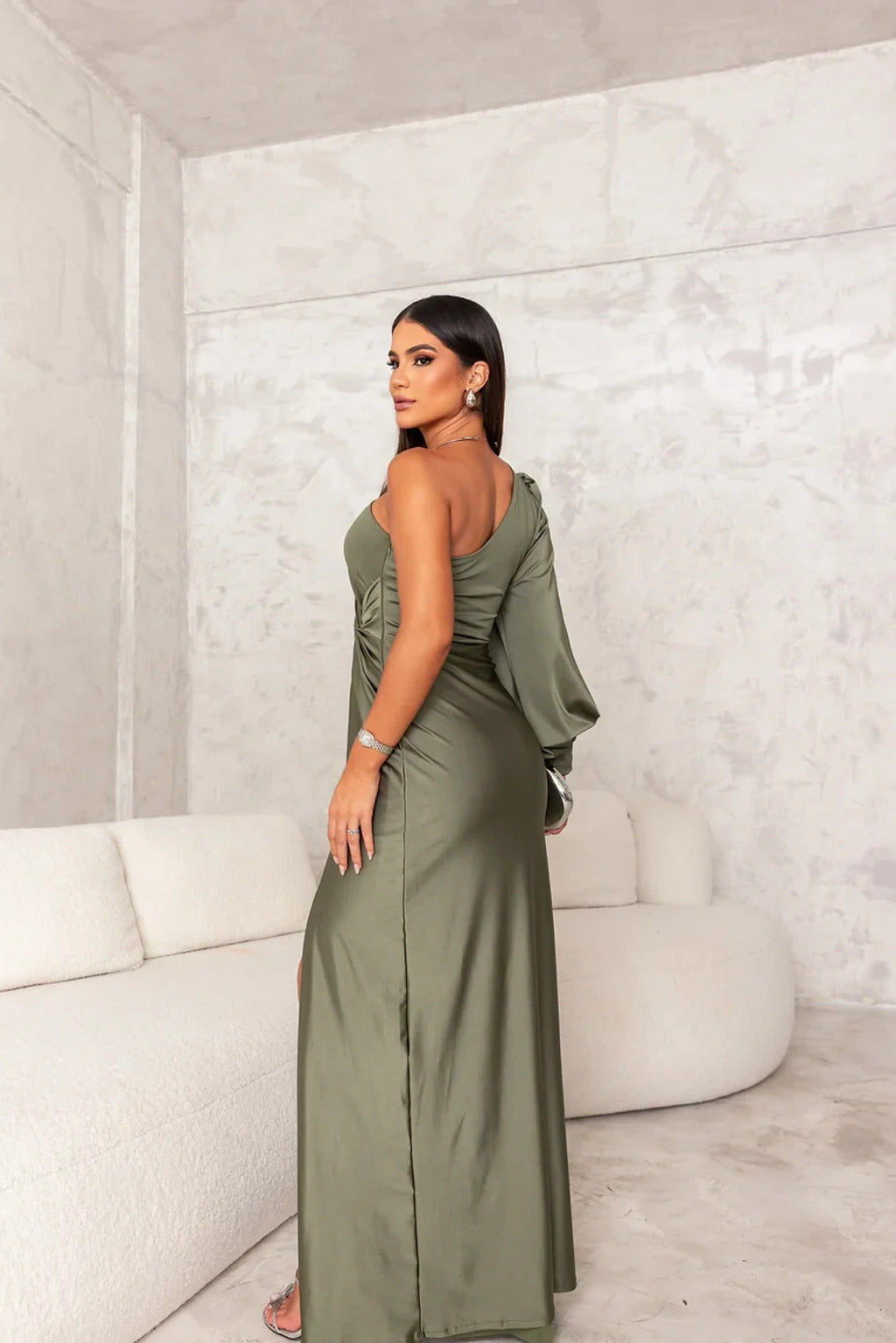 Armoirè - Elegantní maxi šaty s rozparkem