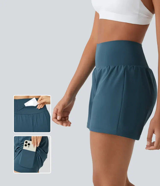 Armoirè Super Vysoké Pasové 2-in-1-Jóga-Šortky