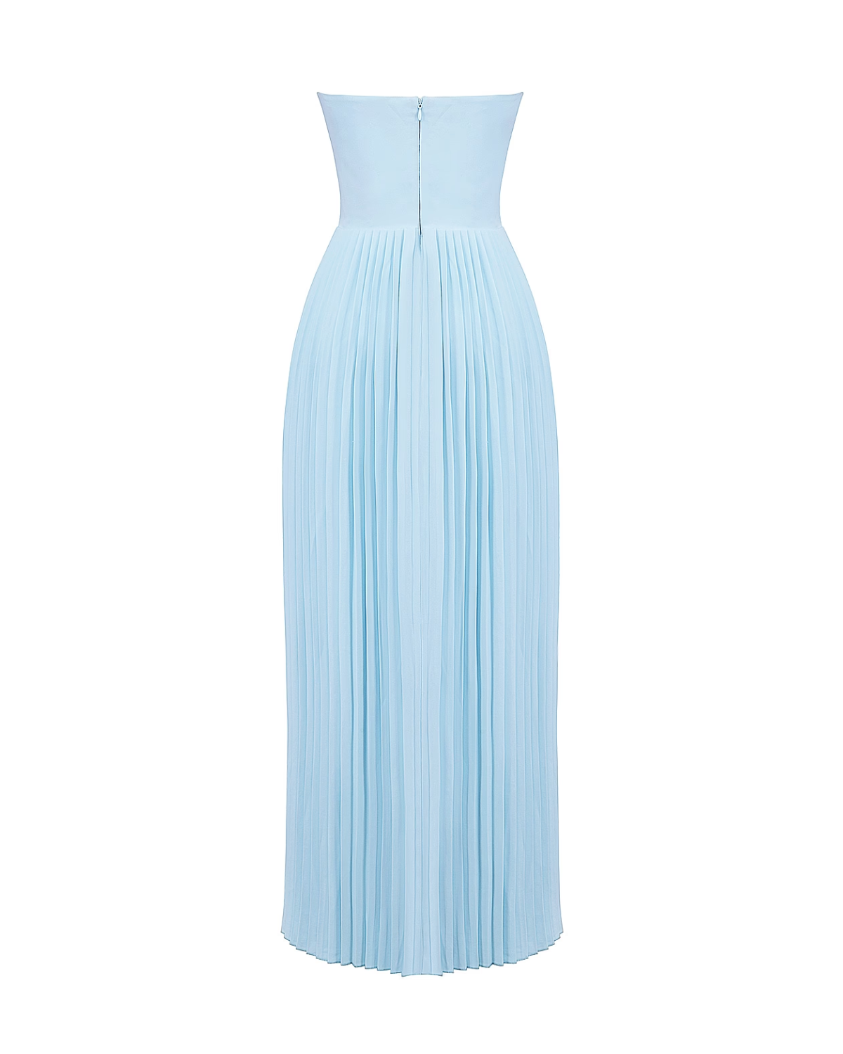 armoirè - Elegantní pliséovaný bustier-maxikabát v světle modré