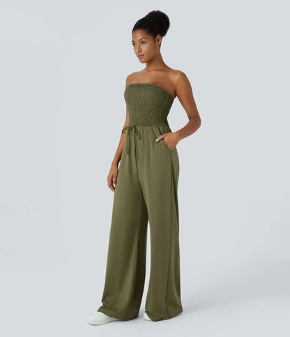 Armoirè – Jumpsuit bez zadního dílu s kapsami.