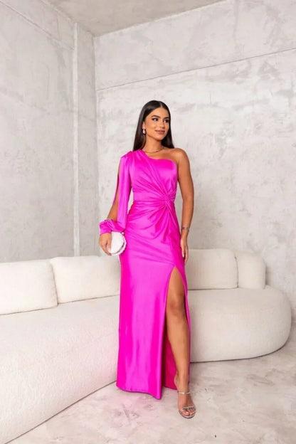 Armoirè - Elegantní maxi šaty s rozparkem