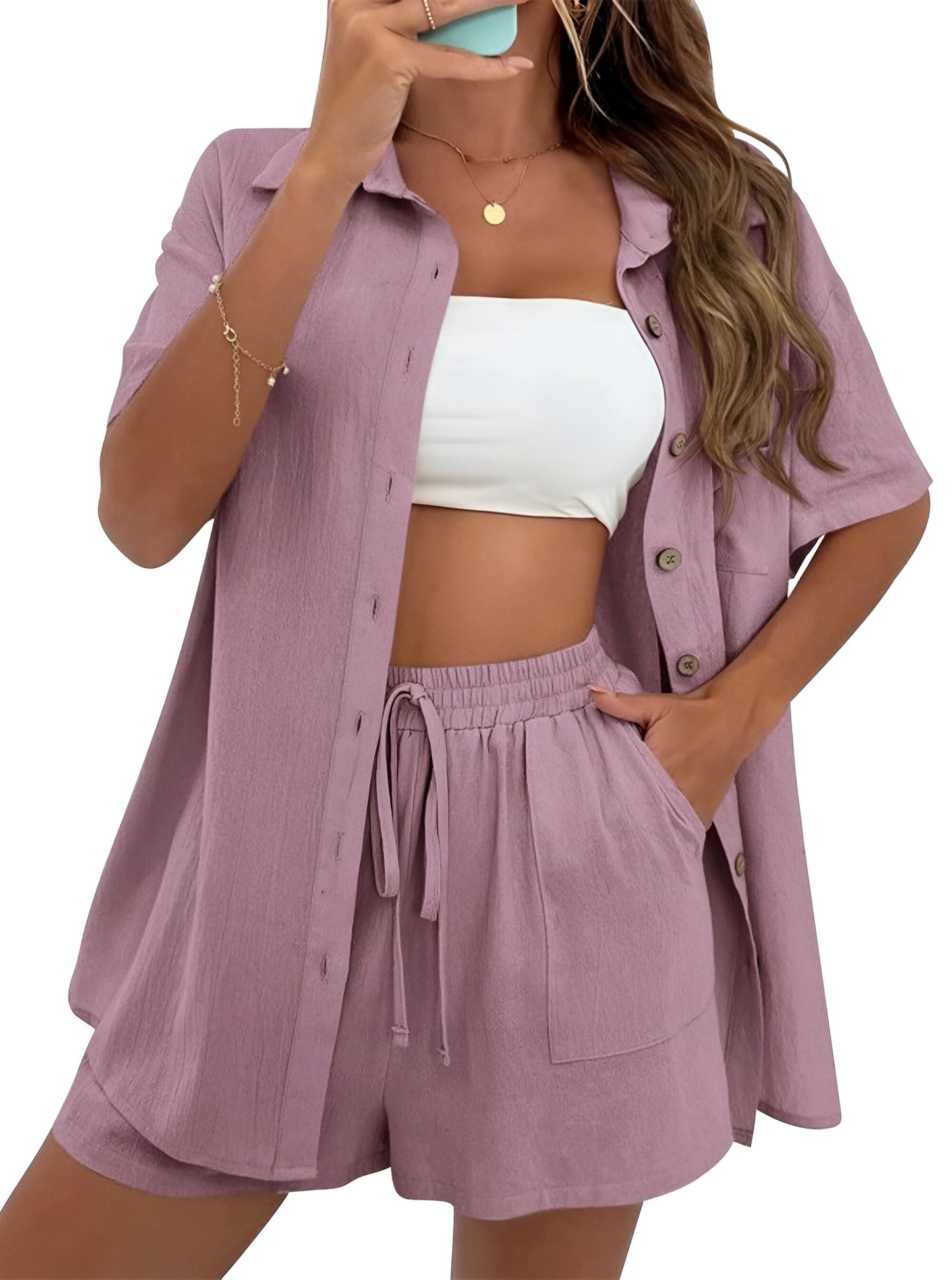 Armoirè | Vzdušný Co-Ord set s blůzou a šortkami