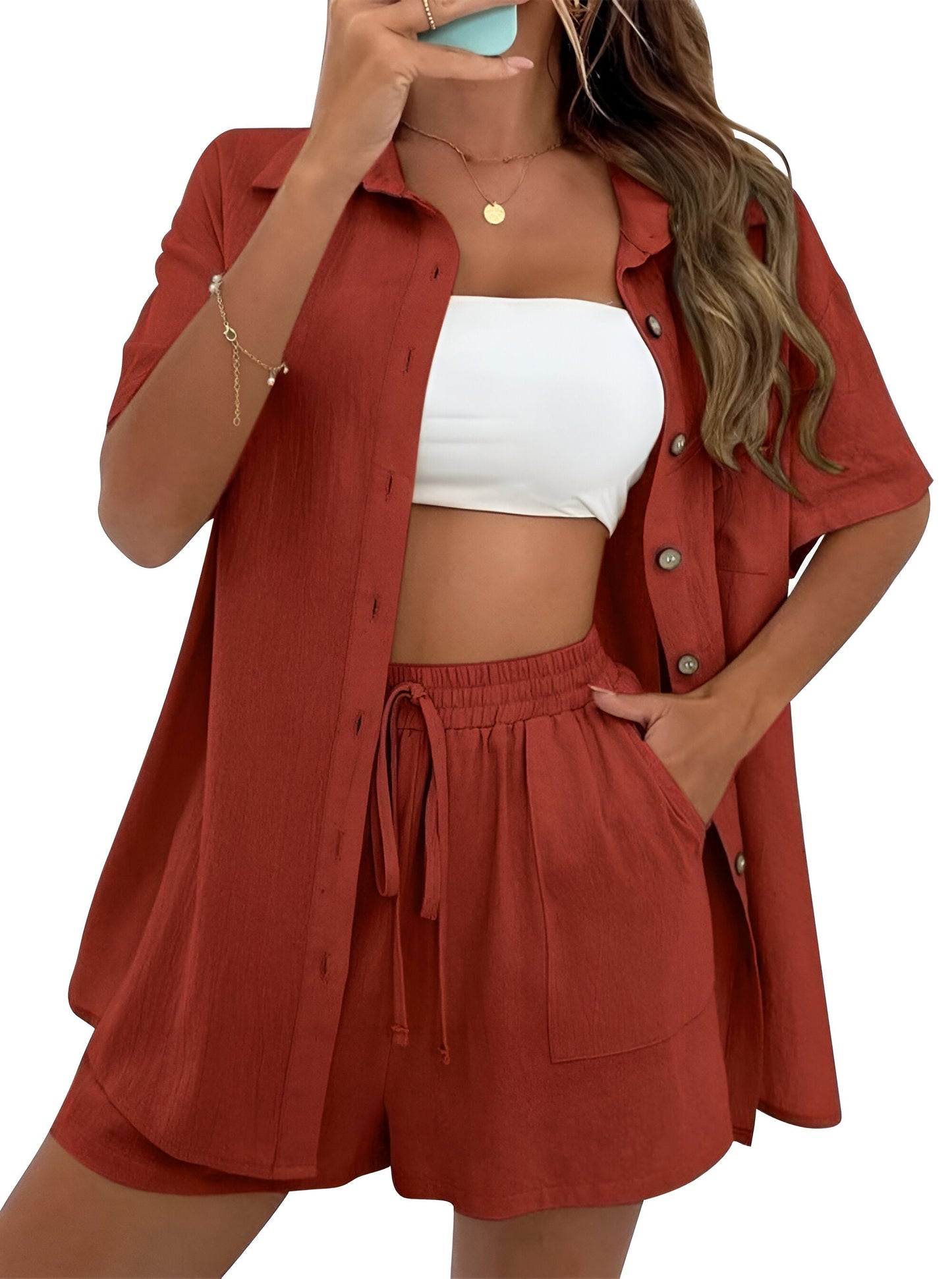 Armoirè | Vzdušný Co-Ord set s blůzou a šortkami