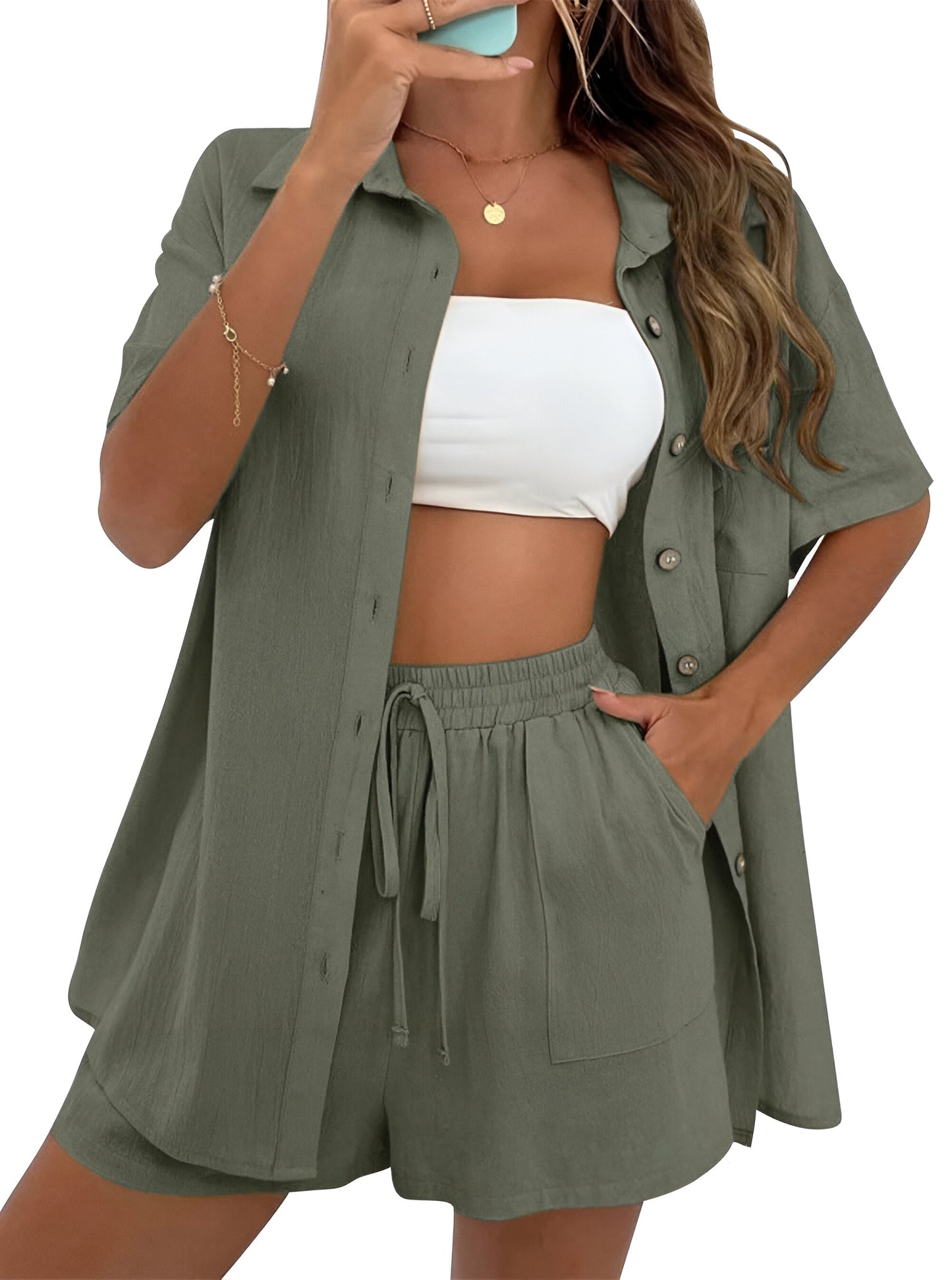 Armoirè | Vzdušný Co-Ord set s blůzou a šortkami