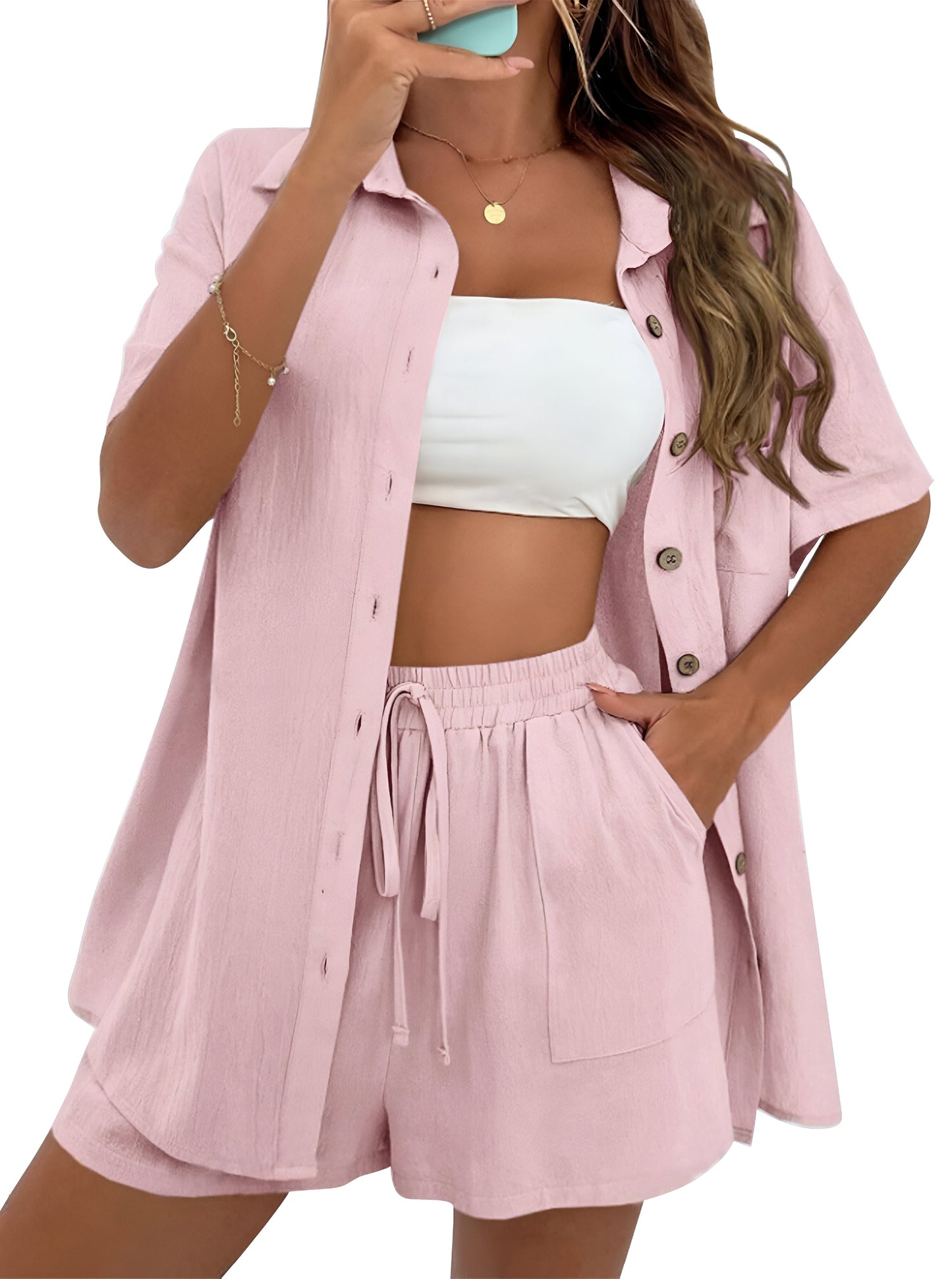 Armoirè | Vzdušný Co-Ord set s blůzou a šortkami