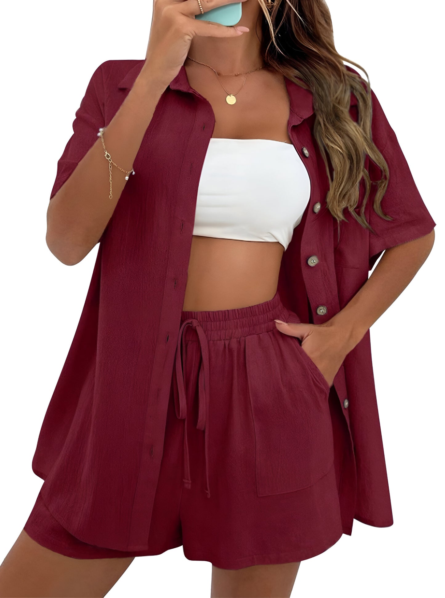 Armoirè | Vzdušný Co-Ord set s blůzou a šortkami