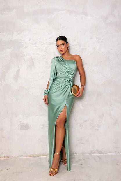 Armoirè - Elegantní maxi šaty s rozparkem