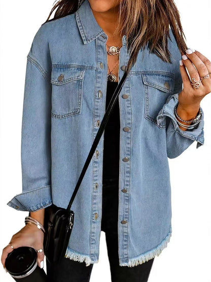 Armoirè | Langer Jeansmantel mit Taschen