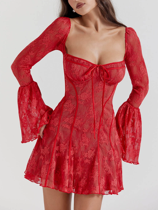 Armoirè - Špičkové minikleid s rozšířenými rukávy