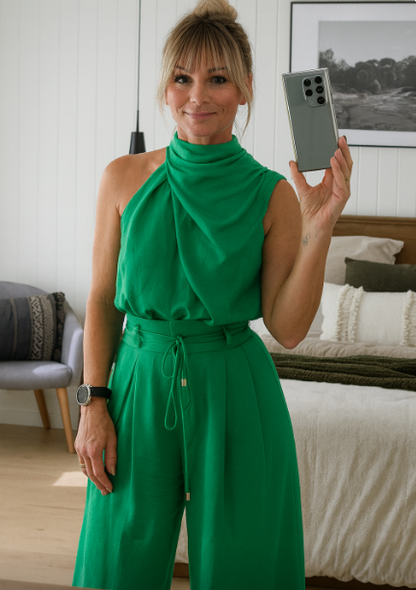 Armoirè - Elegantní dvoudílný set s drapovaným topem a vysokým pasem