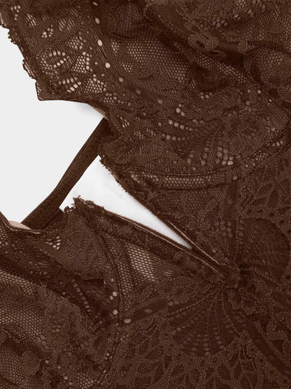 Armoirè Luxusní krajkový bodysuit s hlubokým V-výstřihem